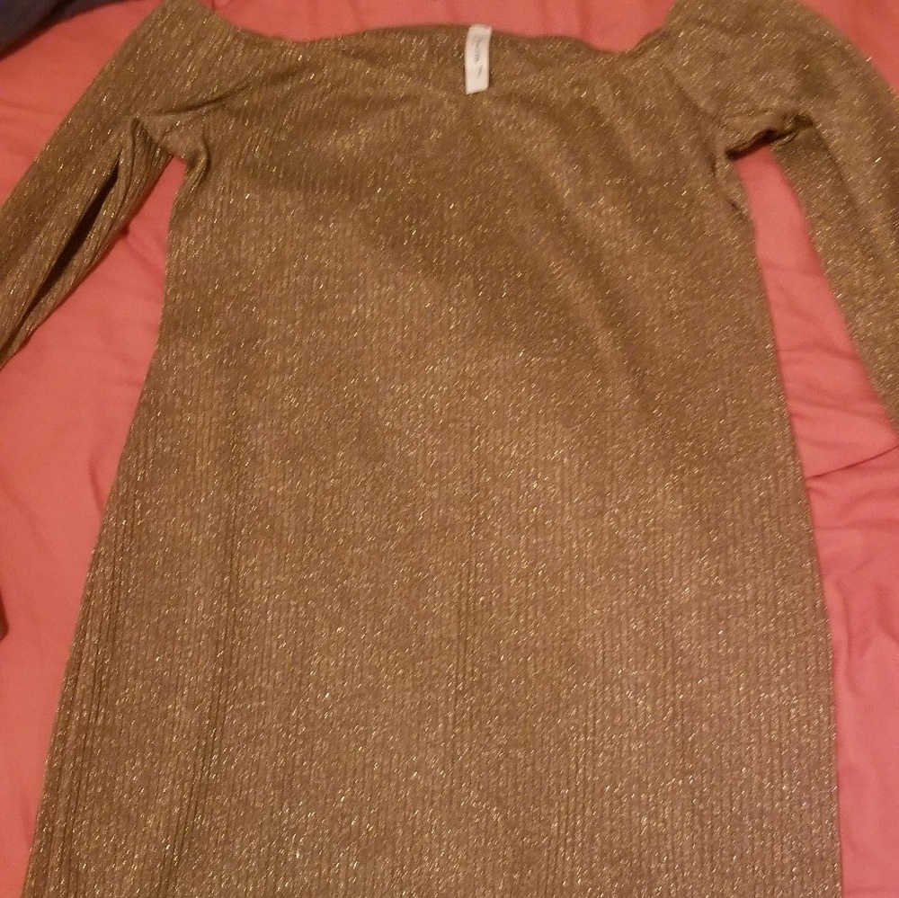 Gold sweater dress